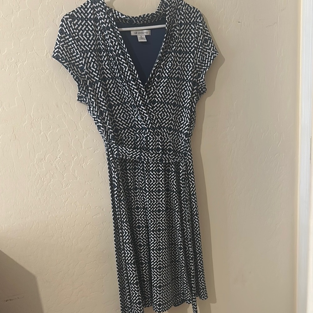 Liz Claiborne Blue Patterned Dress